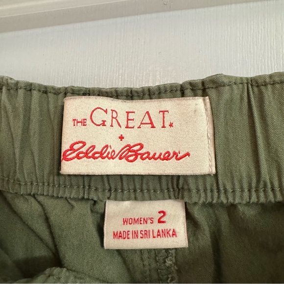 THE GREAT. Olive Green Bike Shorts with Red Checkered Belt Size 2 - Picture 3 of 8